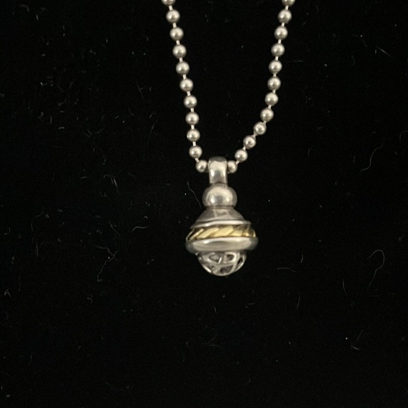 DAVID WYSOR pendant gold and silver stamped necklace - Picture 2 of 4